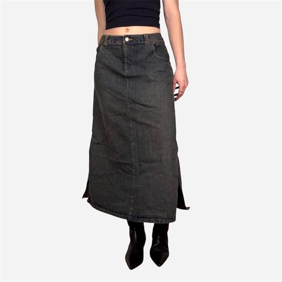 Dark denim midi maxi skirt side slit Y2K 90s fits like size medium by Lee - Picture 1 of 8